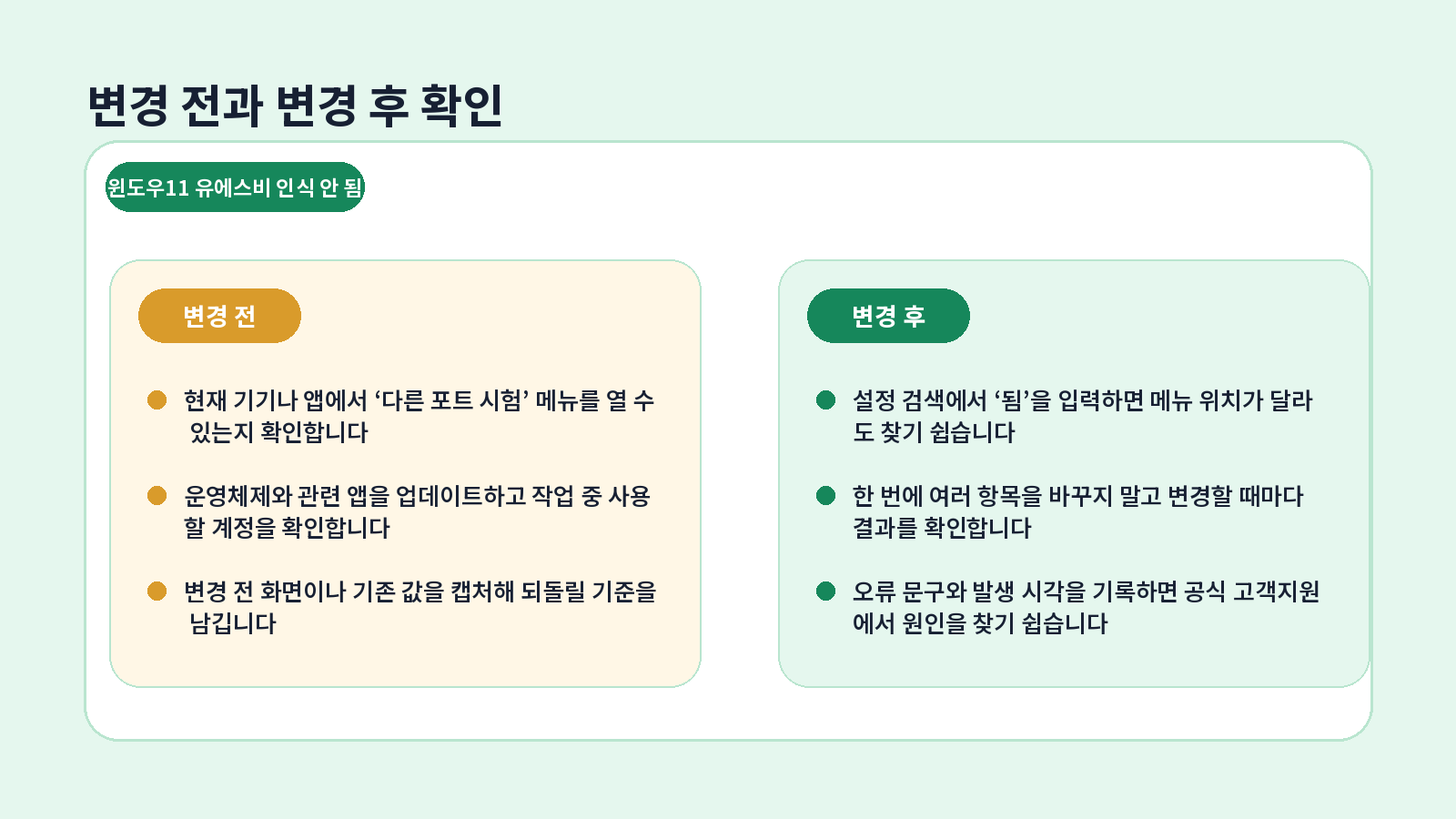 윈도우11 USB 인식 안 됨|장치 관리자까지 확인하는 순서 1 윈도우11 USB 인식 안 됨 핵심 확인 항목