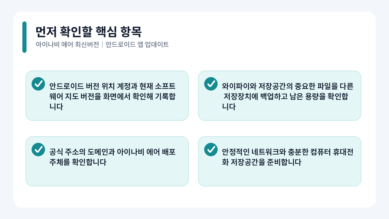 아이나비 에어 최신버전 안드로이드 핵심 확인 항목