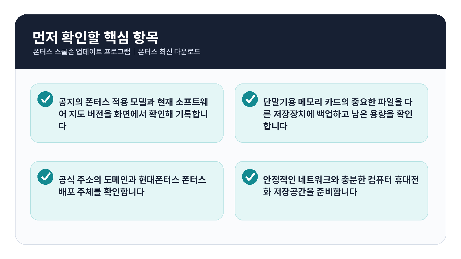 폰터스 스쿨존 업데이트 프로그램|PONTUS 최신 DB 다운로드 4 폰터스 스쿨존 업데이트 완료 후 점검표