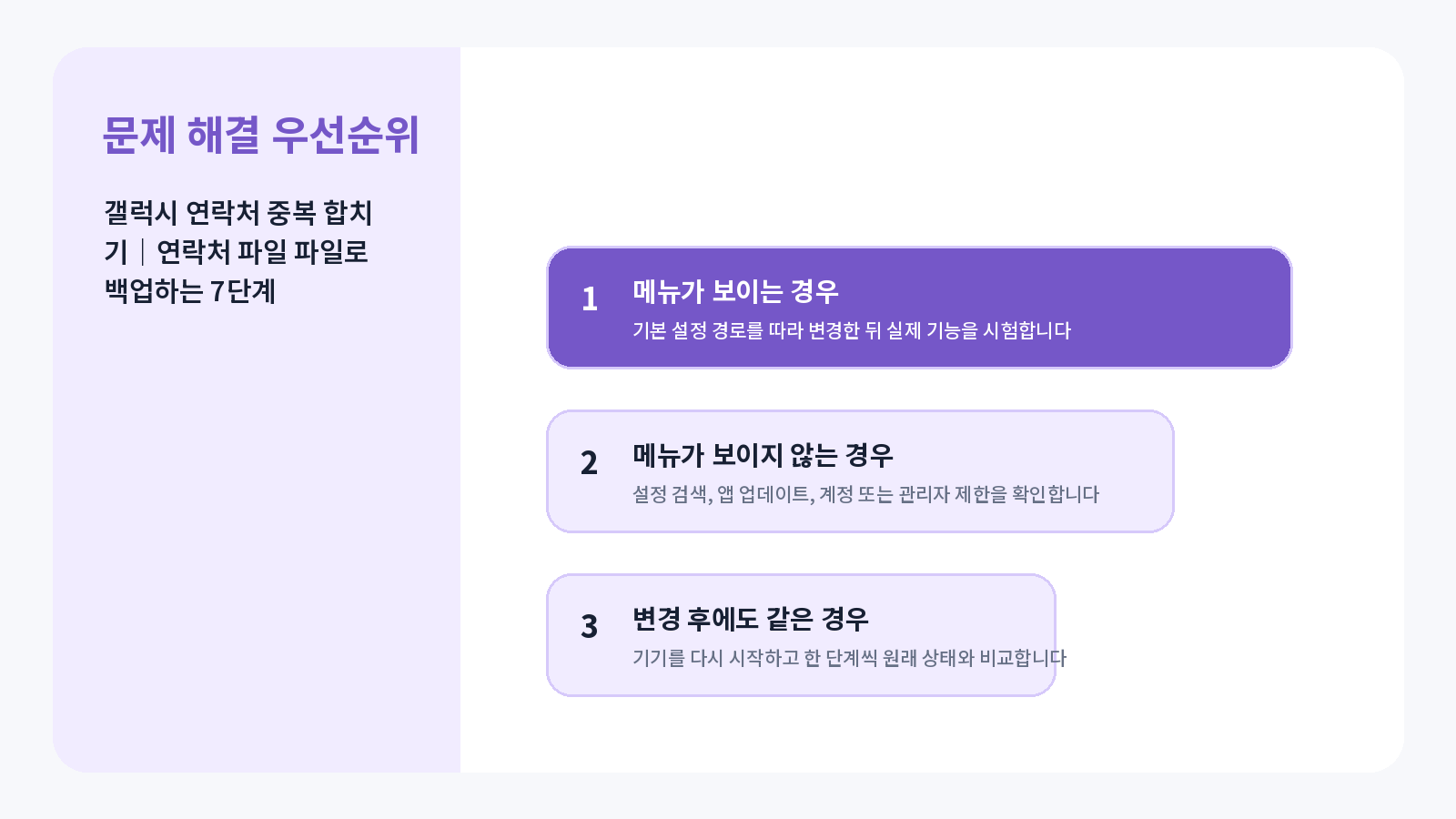 갤럭시 연락처 중복 합치기 완료 후 점검표