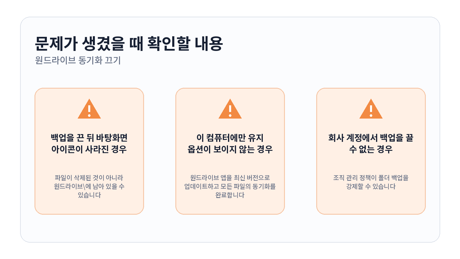 원드라이브 동기화 끄고 바탕화면 파일 그대로 남기는 방법 3 원드라이브 동기화 끄고 바탕화면 파일 그대로 남기는 방법 문제 해결 항목